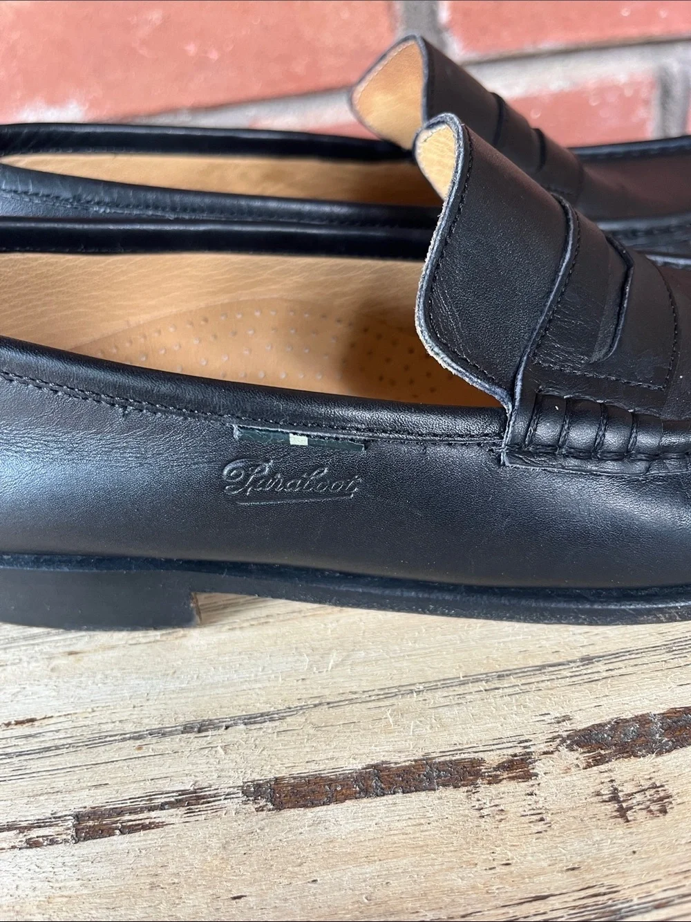 Paraboot French Fashion Classic Black Leather Penny Loafers for Men Size 6